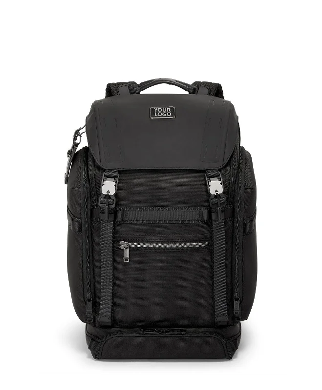 Stylish minimalist backpack for modern nomad life -Tumi Expedition Flap Custom Backpacks, Black