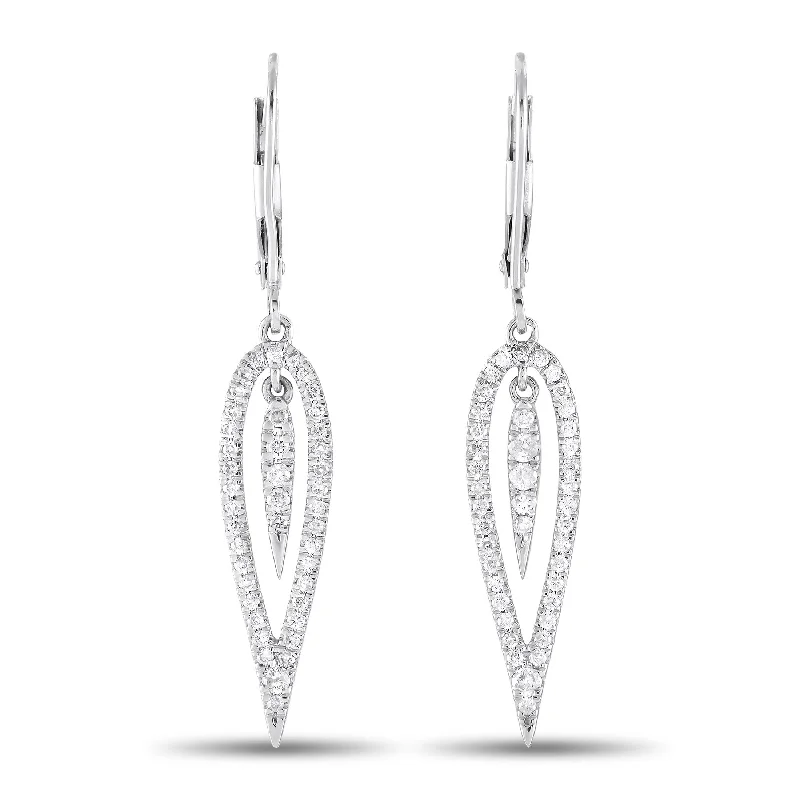 Drop Earrings with Enamel Coating -White Gold 0.50ct Diamond Teardrop Earrings PS6-120224