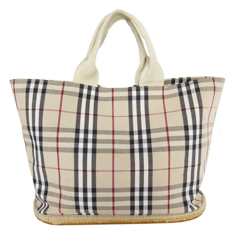 Handle bags with bold logos for branding -Burberry   Canvas Rubber Handbag Tote Bag (Pre-Owned)