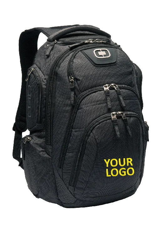 Sleek nylon backpack for lightweight travel ease -OGIO Surge RSS Customzied Backpacks, Black Pindot