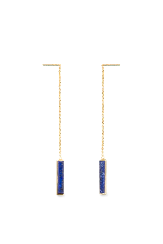 Drop Earrings for Evening Gown -Urban Chain Earrings with Lapis Lazuli