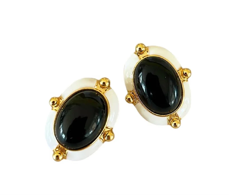 Heavy Duty Drop Earrings for Durability -Oval Style Earrings In Black