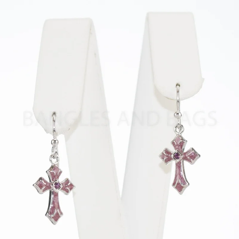 Ethnic Drop Earrings with Tribal Design -Jody Coyote Baroque Sterling Silver Austrian Cross Earrings