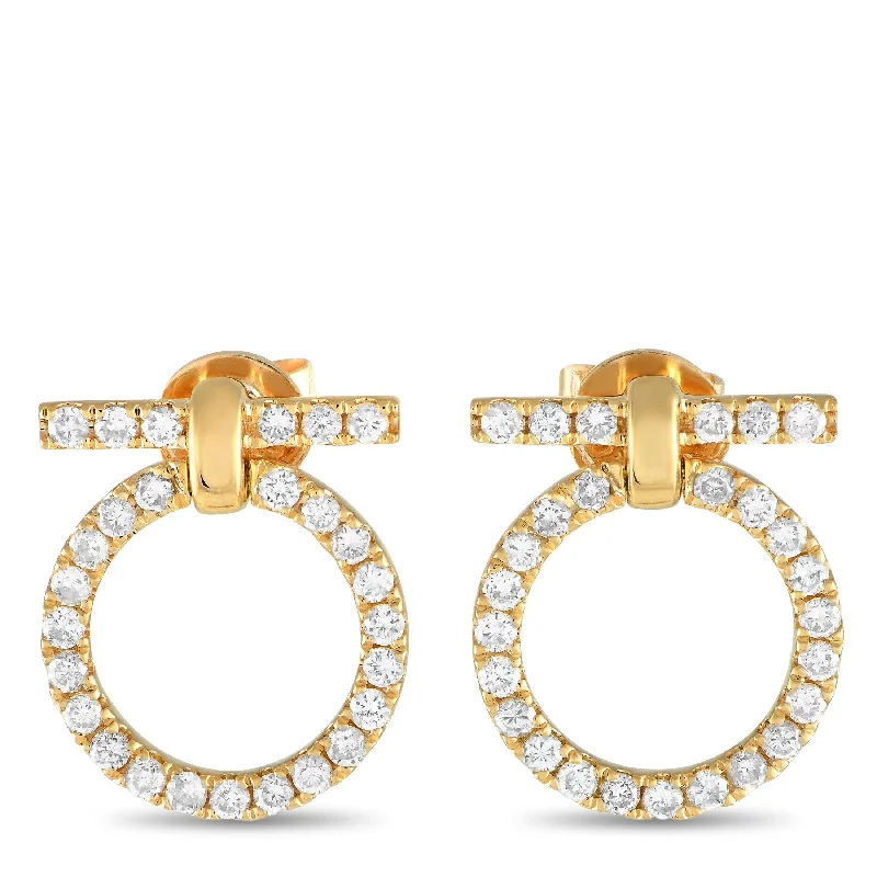 Rhinestone Drop Earrings for Sparkle -Yellow Gold 0.70ct Diamond Earrings AER-18367-Y