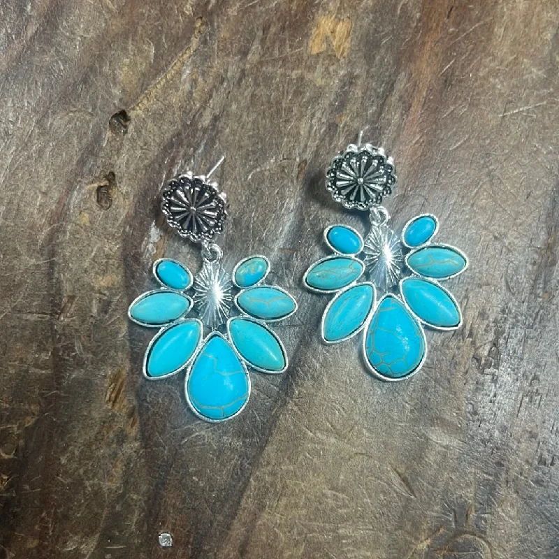 Drop Earrings with Wave Designs -The Laguna Lake Turquoise Earrings