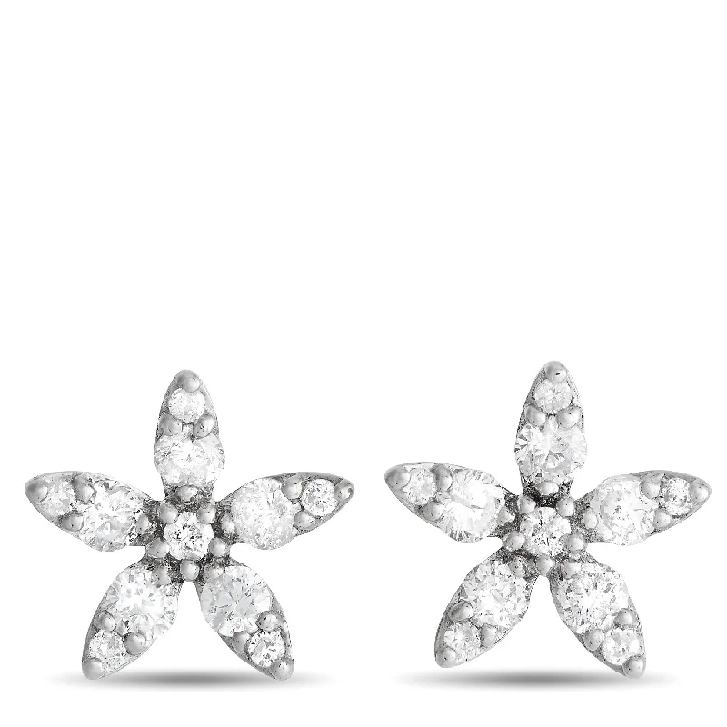 Drop Earrings for Fitness Activities -White Gold 0.60ct Diamond Flower Earrings ER28578-W