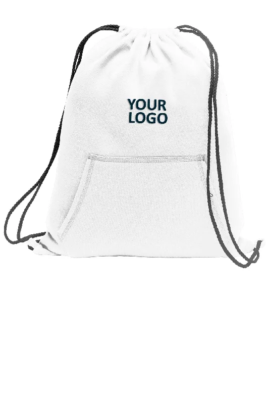 Multi-compartment backpack for organized school supplies -Port & Company Core Fleece Custom Cinch Packs, White