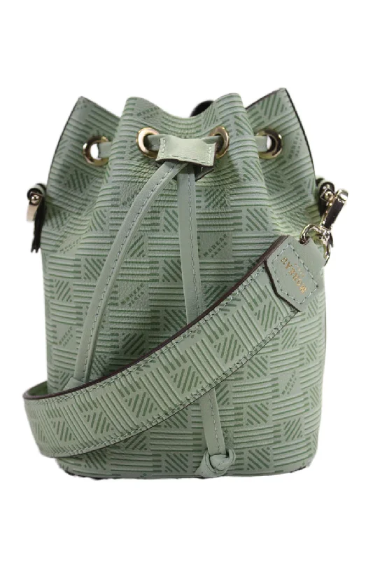 Handle bags with vintage vibes for nostalgia -Moreau Womens Mint Green Printed La Pon Mini Bucket Bag Handbag