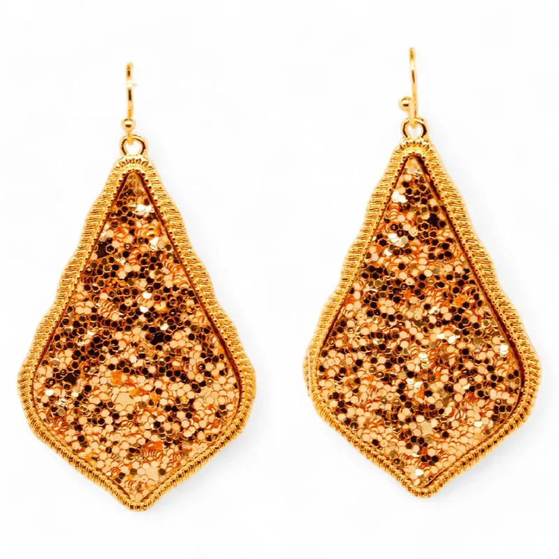 Lightweight Drop Earrings for All Day -Gold Tone Teardrop Gold Glitter Drop Earrings