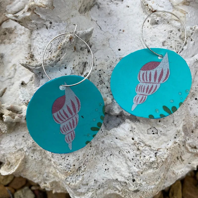 Shell Circle hoop earrings - recycled pool inflatables