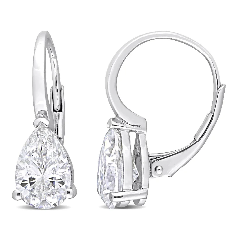 Round Drop Earrings for Classic -Miadora 3ct DEW Pear Created Moissanite Teardrop Earrings Sterling Silver