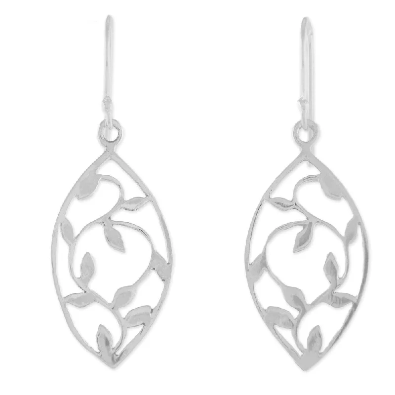 Animal Print Drop Earrings for Fun -Handmade Sterling Silver Glowing Spring Leaves Earrings (Thailand) - 1.6L*0.6W