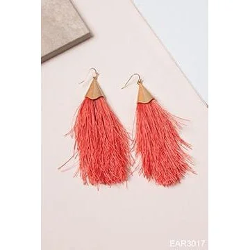 Drop Earrings with Textured Surface -Simply Noelle Feather in Your Cap Earrings - Flamingo