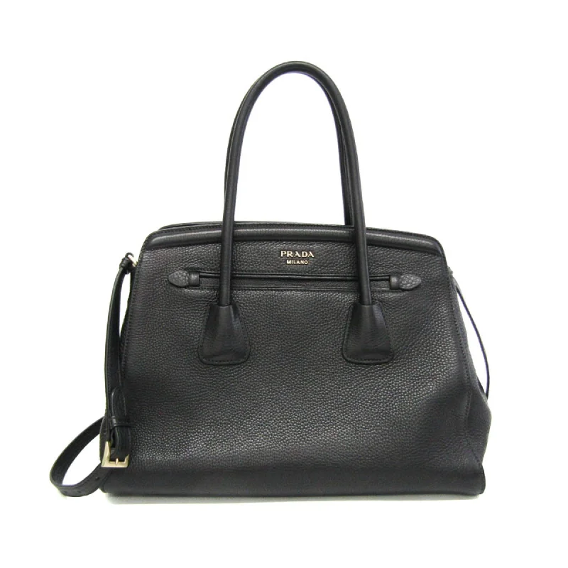 Handle bags with contrast stitching for detail -Prada  Leather Shoulder Bag Tote Bag (Pre-Owned)