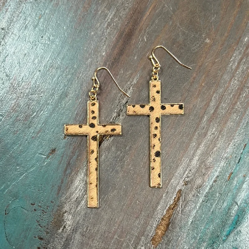 Drop Earrings for Engagement Party -The Leopard Cross Earrings