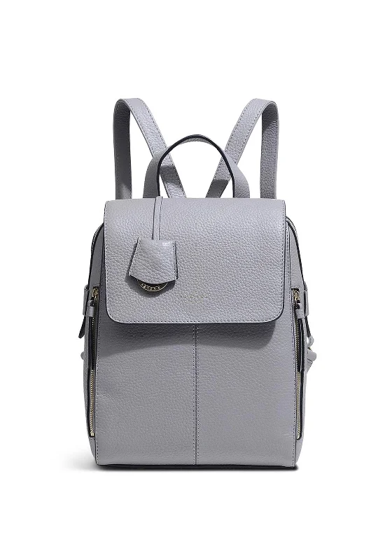 Roll-top backpack for versatile waterproof protection -Radley Lorne Close Leather Backpack, Grey