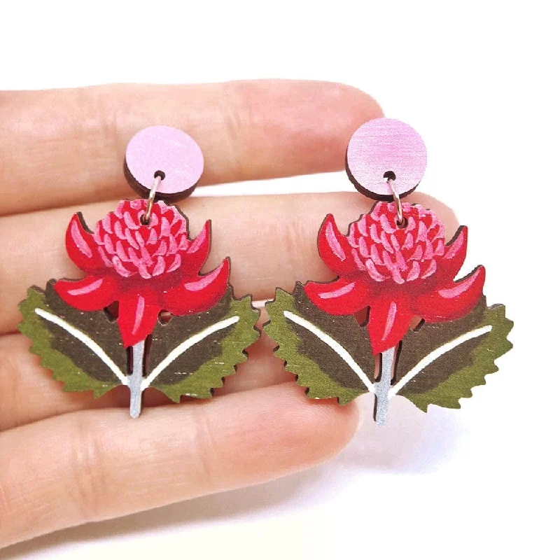 Drop Earrings for Wellness Routine -Pixie Nut and Co Waratah Earrings