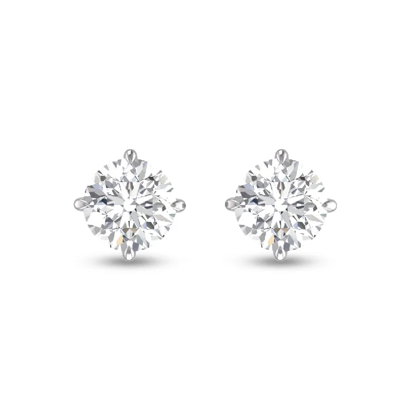 Drop Earrings for Yoga Session -Lab Grown 1/4 Carat Round Solitaire Diamond Earrings In 14K White Gold