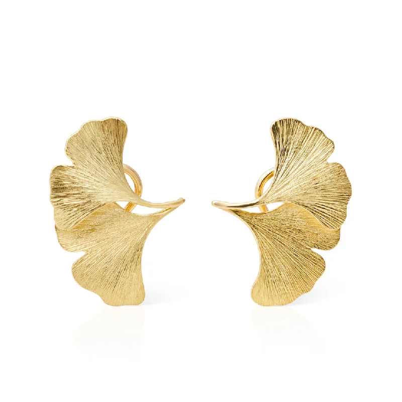 Large Drop Earrings for Statement -Double Ginkgo Earrings