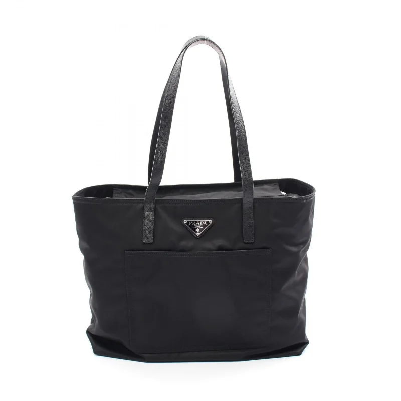 Handle bags with expandable sides for flexibility -Prada  Nylon Leather Tote Bag