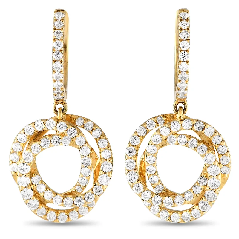 Maximalist Drop Earrings for Bling -Yellow Gold 1.00ct Diamond Drop Earrings ER28822-Y