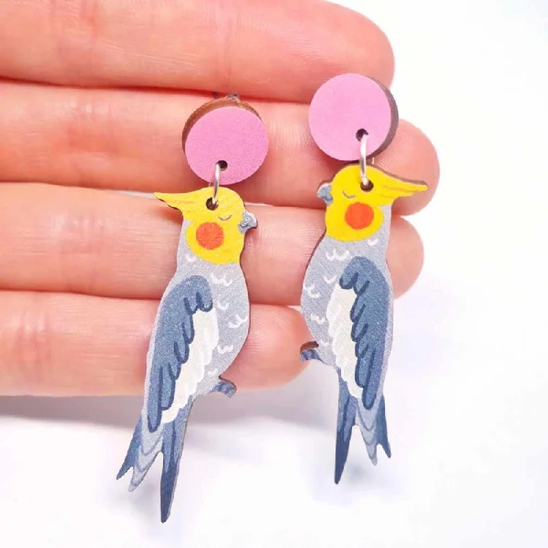 Small Drop Earrings for Delicate -Pixie Nut & Co. Earrings - Cockatiel