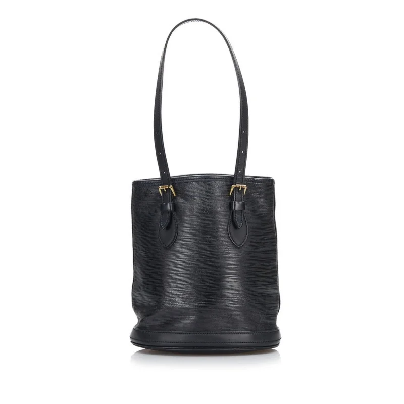 Canvas handle bags perfect for casual outings -Louis Vuitton Epi  Noir Epi Leather Shoulder Bag Tote Bag (Pre-Owned)