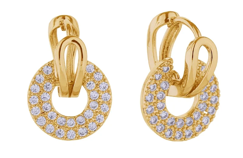 Drop Earrings for Graduation Day -DJE310713 14K Circle Drop Pave CZ Earrings