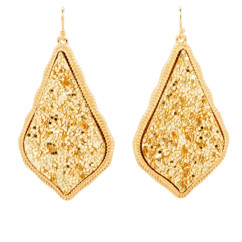 Drop Earrings with Knot Designs -Gold Tone Frame Gold Drusy Drop Earrings