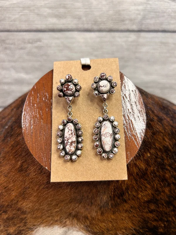 Long Drop Earrings for Dramatic -The Powderpuff Earrings