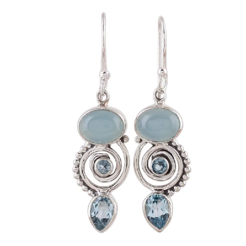 Small Drop Earrings for Delicate -NOVICA Handmade Sentimental Journey Topaz Chalcedony Earrings (India) - 1.7*0.4