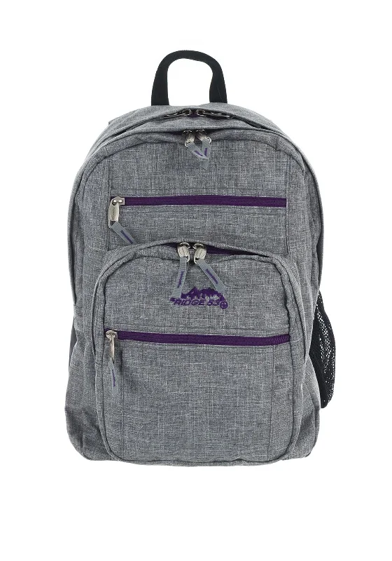 Designer leather backpack for upscale travel flair -Ridge 53 College Schoolbag, Grey & Purple