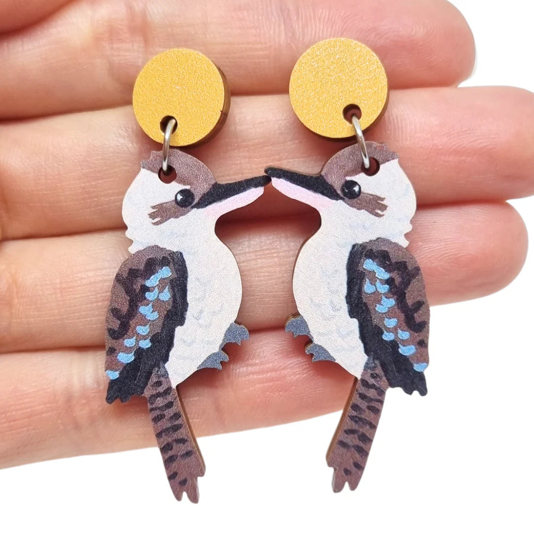 Drop Earrings with Abstract Designs -Pixie Nut and Co Kookaburra Earrings