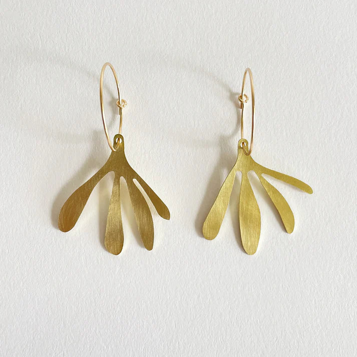 Triangular Drop Earrings for Edge -Brass Arame Earrings by Tom Pigeon