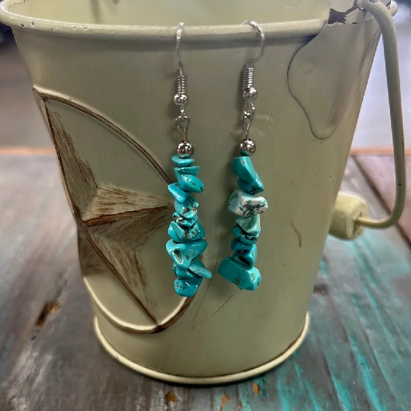 Gemstone Drop Earrings for Color -The Lakota Turquoise Rock Earrings