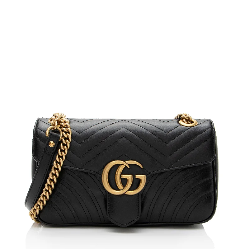 Handle bags with sleek leather for work -Gucci Matelasse Leather GG Marmont Small Flap Bag