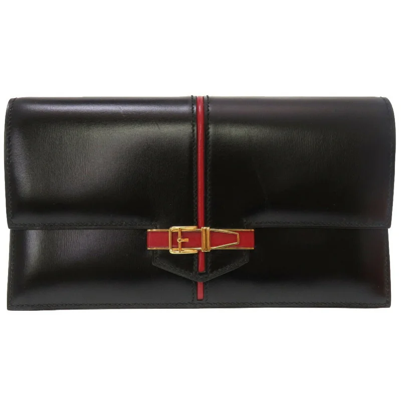 Handle bags with bold stripes for trendiness -Hermes  Box Calf Leather Clutch Bag (Pre-Owned)