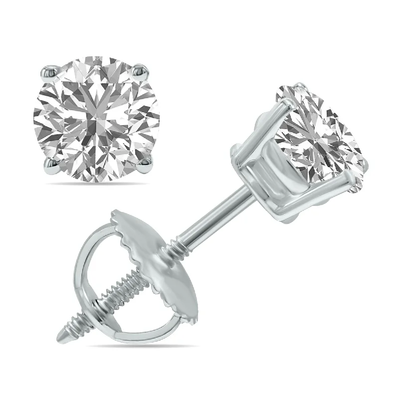 Square Drop Earrings for Modern -Igi Certified 1.50 Carat Tw Lab Grown Diamond Solitaire Earrings In 14K White Gold