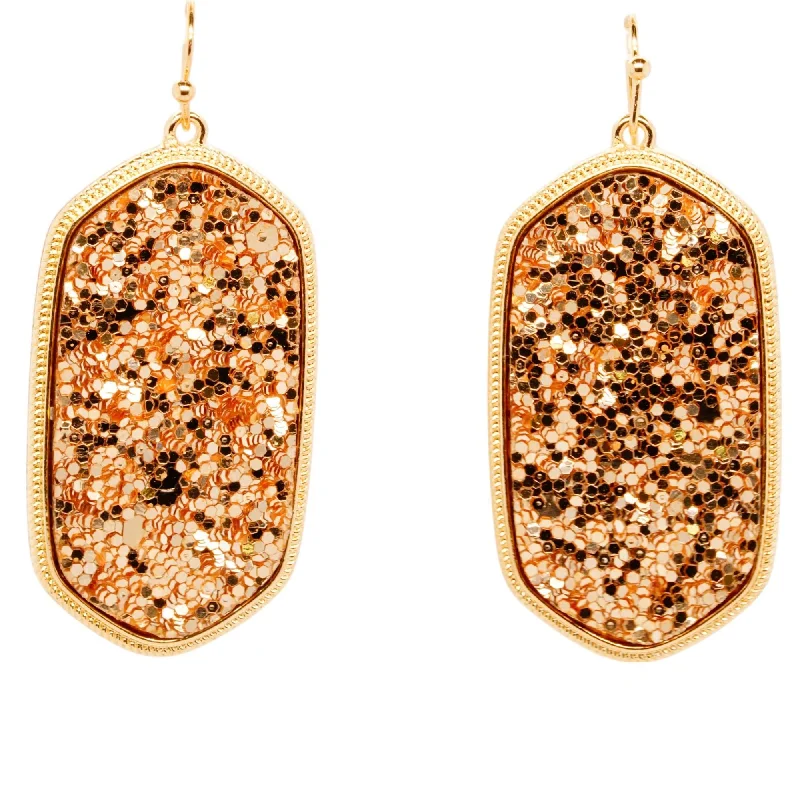 Drop Earrings with Enamel Coating -Gold Tone Copper Drusy Drop Earrings