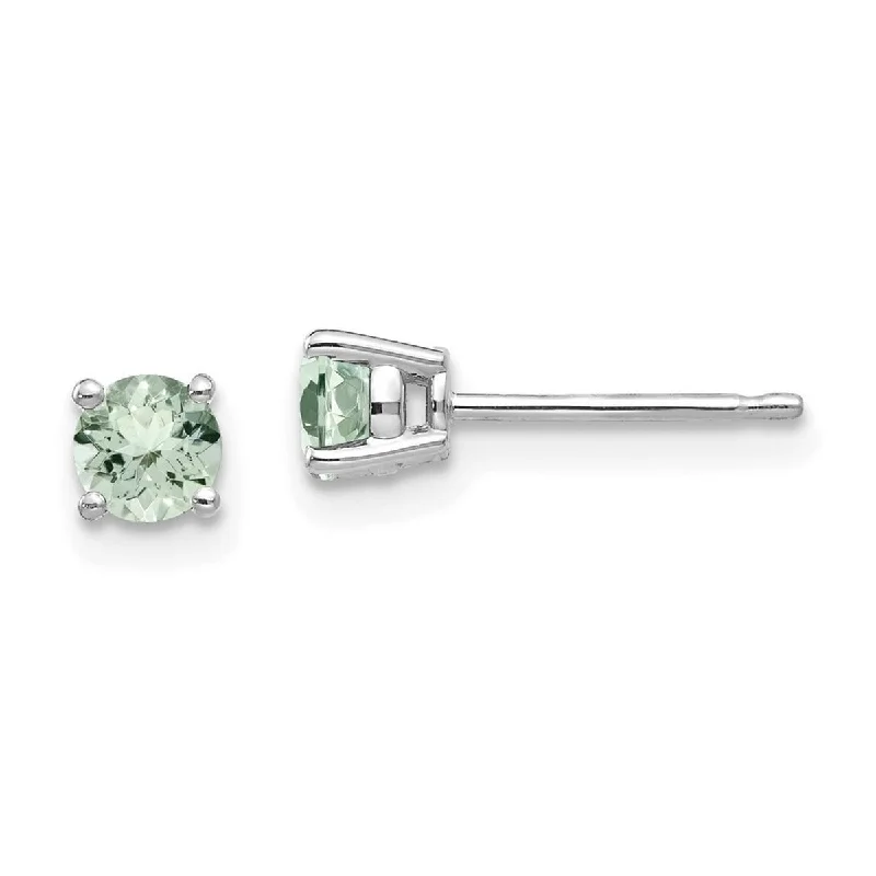 Drop Earrings with Matte Finish -Curata 14k White Gold Polished 4mm Round Green Amethyst Earrings