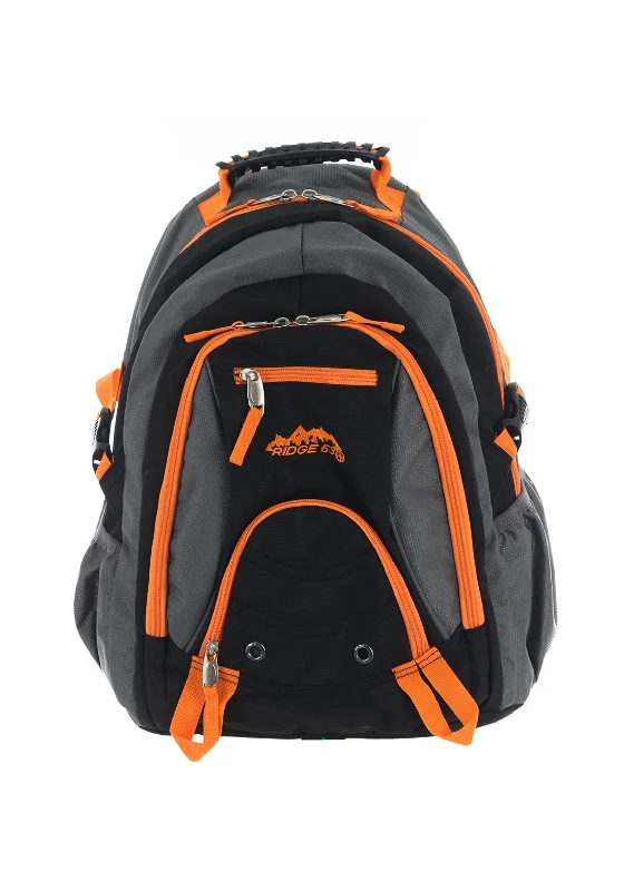 Tactical backpack with MOLLE webbing attachments -Ridge 53 Bolton Schoolbag, Grey & Orange