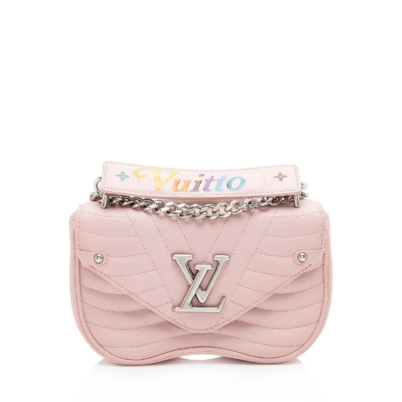 Handle bags with artistic prints for creativity -Louis Vuitton Calfskin New Wave Chain PM Shoulder Bag