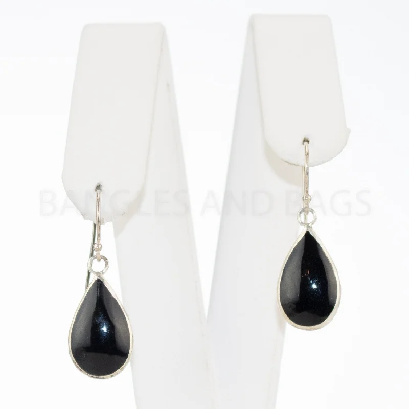 Lead Free Drop Earrings for Health -Jody Coyote Sterling Silver Black Tear Drop Earrings