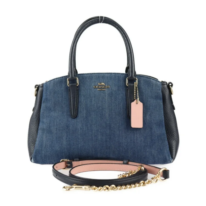 Handle bags with vintage vibes for nostalgia -Coach blue Navy blue Leather Handbag Shoulder Bag Tote Bag (Pre-Owned)