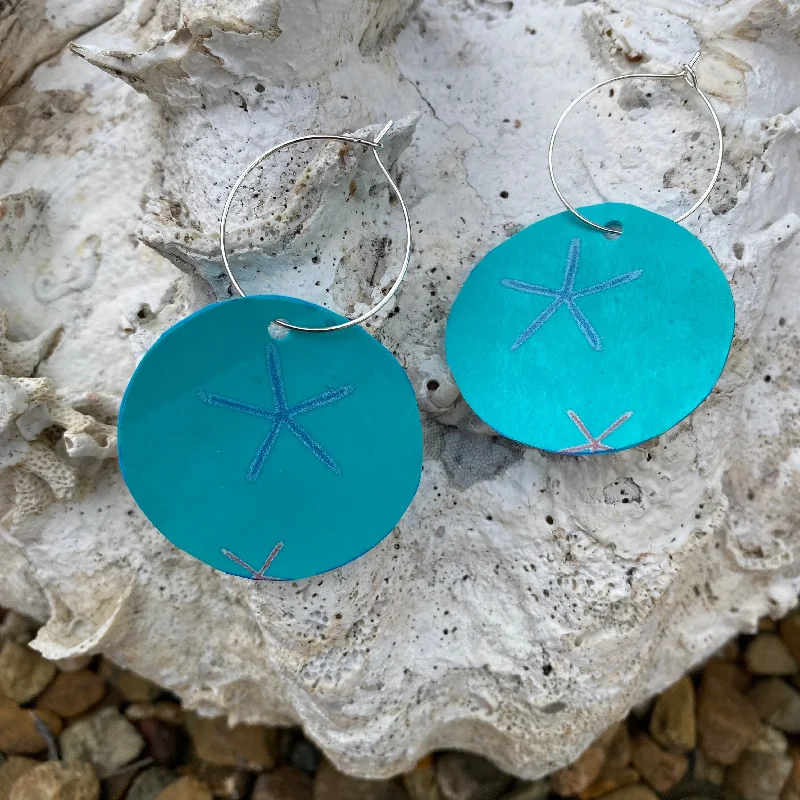 Sea star Circle hoop earrings - recycled pool inflatables