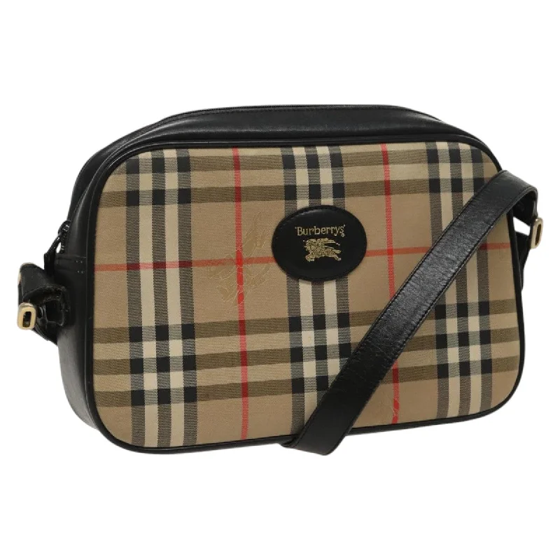 Handle bags with side pockets for organization -Burberry Nova Check  Canvas Shoulder Bag (Pre-Owned)