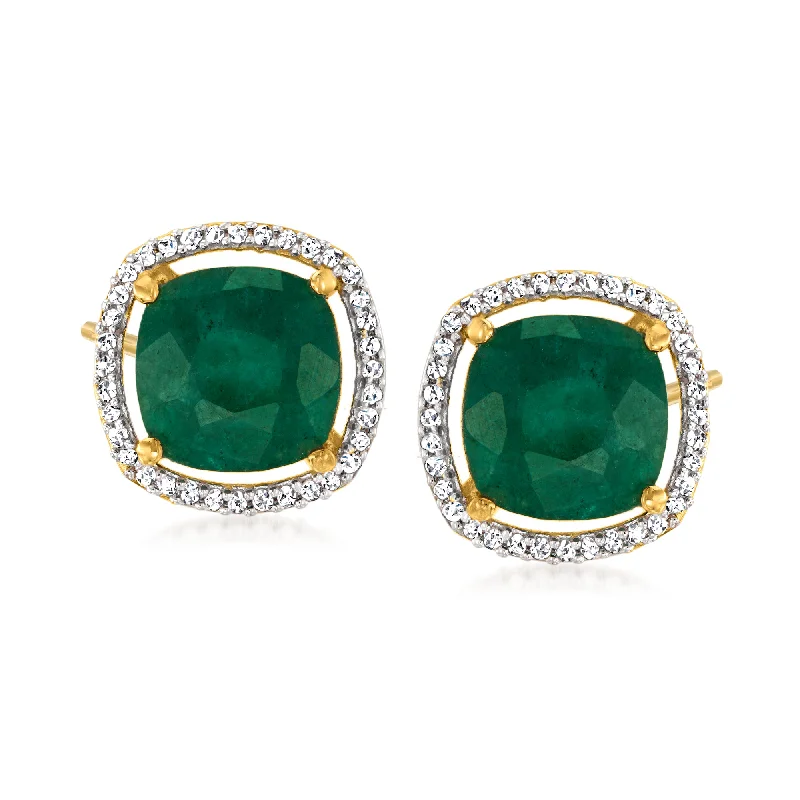 Lightweight Drop Earrings for All Day -Ross-Simons Emerald and . Diamond Earrings in 18kt Gold Over Sterling