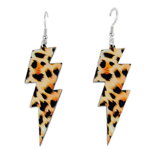 Detachable Drop Earrings with Charms -Leopard Lightning Bolt Earrings