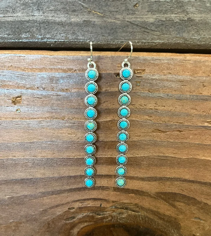 Drop Earrings with Vine Designs -The Turquoise Dangle Earrings