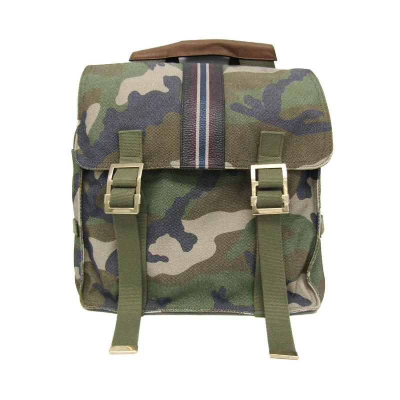 Handle bags with padded handles for comfort -Valentino Garavani  Leather Canvas Backpack (Pre-Owned)